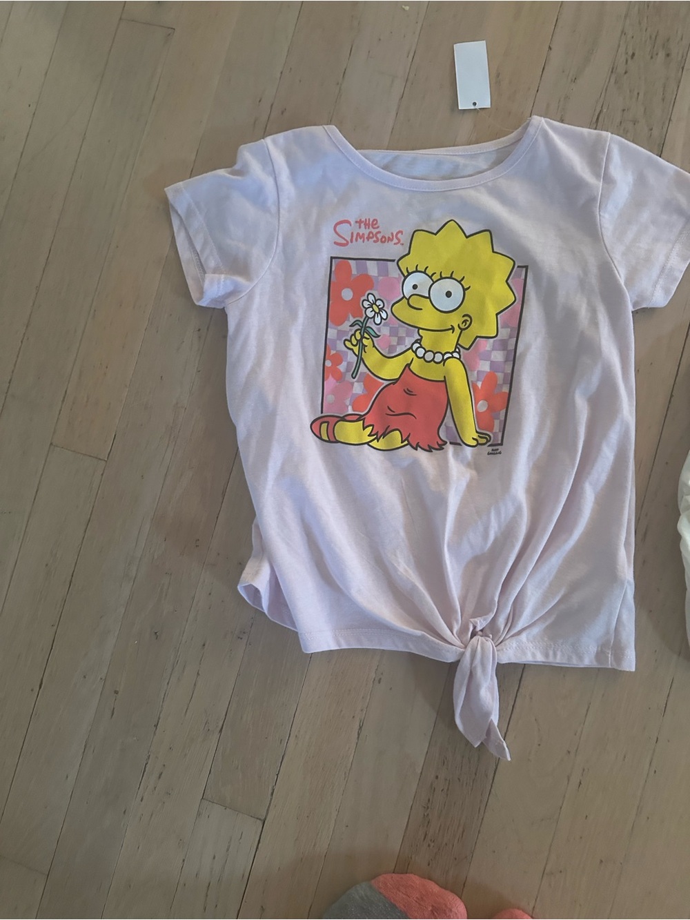 Kids The Simpsons Lisa Graphic Tie-Front Tee - Light Pink